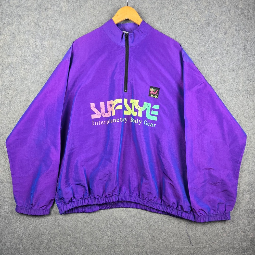 Surf Style Windbreaker Mens OS Purple Interplanetary Body Gear Vintage 90s USA